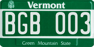 VT license plate BGB003