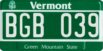 VT license plate BGB039
