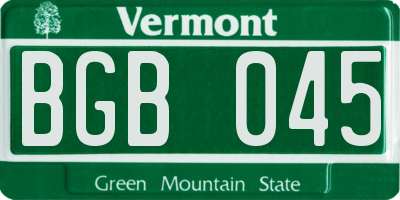 VT license plate BGB045