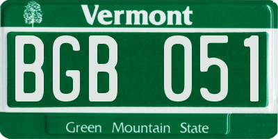 VT license plate BGB051