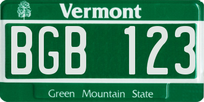 VT license plate BGB123