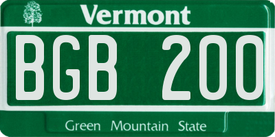 VT license plate BGB200
