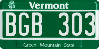 VT license plate BGB303