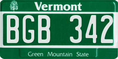 VT license plate BGB342