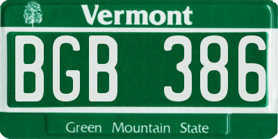 VT license plate BGB386