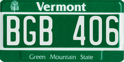 VT license plate BGB406