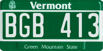 VT license plate BGB413