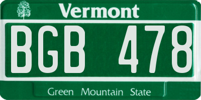 VT license plate BGB478