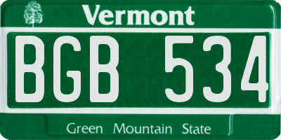 VT license plate BGB534