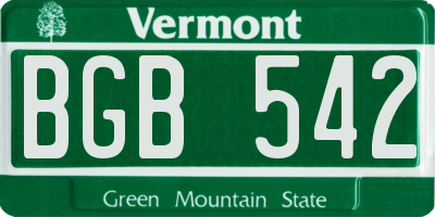 VT license plate BGB542