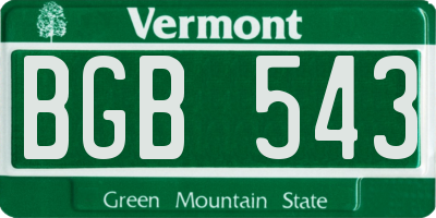 VT license plate BGB543