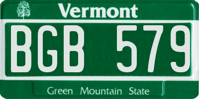 VT license plate BGB579