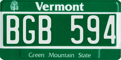 VT license plate BGB594