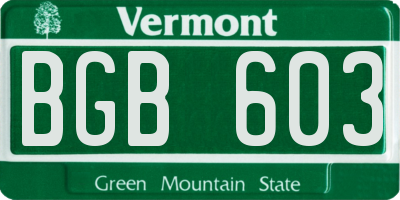 VT license plate BGB603