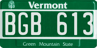 VT license plate BGB613