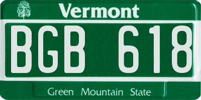 VT license plate BGB618