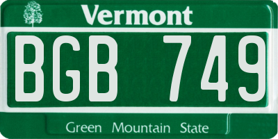 VT license plate BGB749