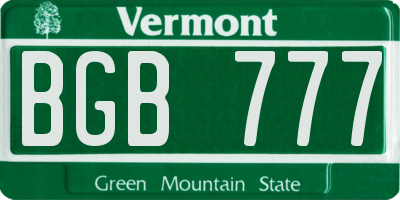 VT license plate BGB777