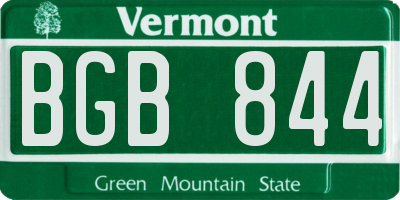 VT license plate BGB844