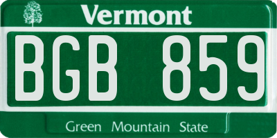 VT license plate BGB859