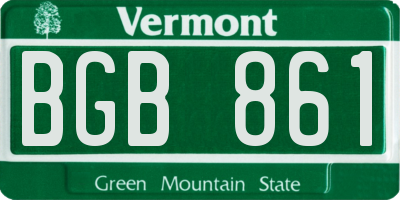 VT license plate BGB861
