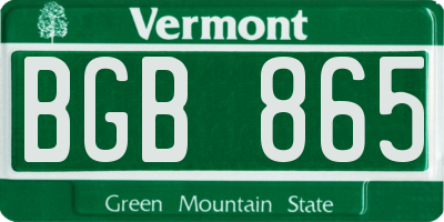 VT license plate BGB865