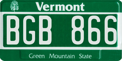 VT license plate BGB866