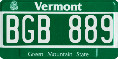 VT license plate BGB889