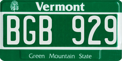 VT license plate BGB929