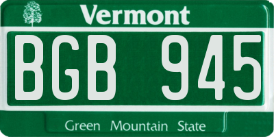 VT license plate BGB945