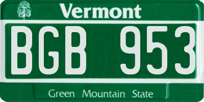 VT license plate BGB953