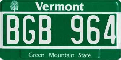 VT license plate BGB964