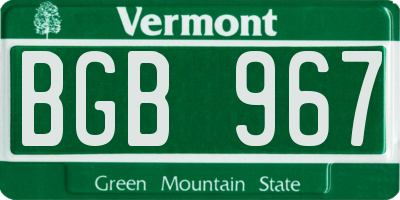 VT license plate BGB967