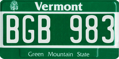 VT license plate BGB983