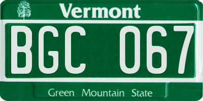 VT license plate BGC067