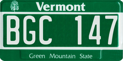 VT license plate BGC147