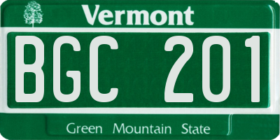 VT license plate BGC201