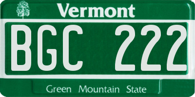VT license plate BGC222