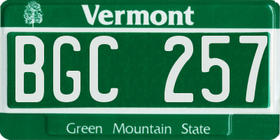 VT license plate BGC257