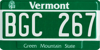 VT license plate BGC267