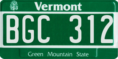 VT license plate BGC312