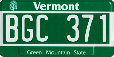 VT license plate BGC371