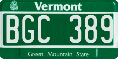VT license plate BGC389