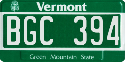VT license plate BGC394