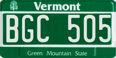 VT license plate BGC505