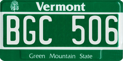 VT license plate BGC506