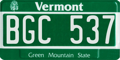 VT license plate BGC537