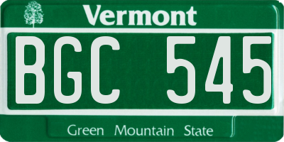 VT license plate BGC545