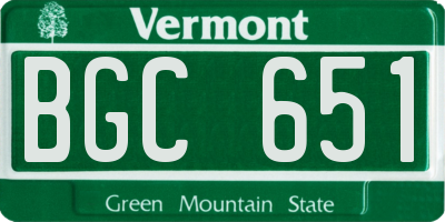 VT license plate BGC651