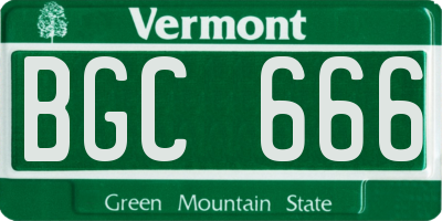 VT license plate BGC666